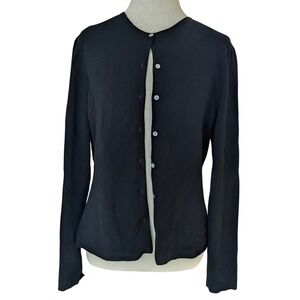 Brooks Brothers Cardigan Womens Medium Black Pure Cashmere Button Front Preppy